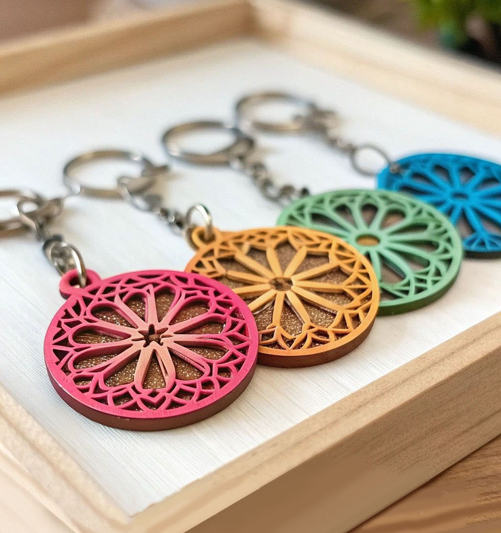 Kit Chaveiro "Mandala" 3D colorido - 4 unidades
