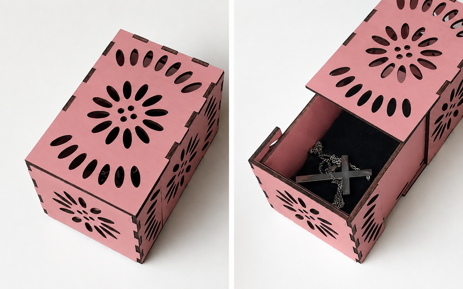 Caixa Porta Bijuteria em MDF pintada à mão - Kit com 3 peças. - Imagem 2