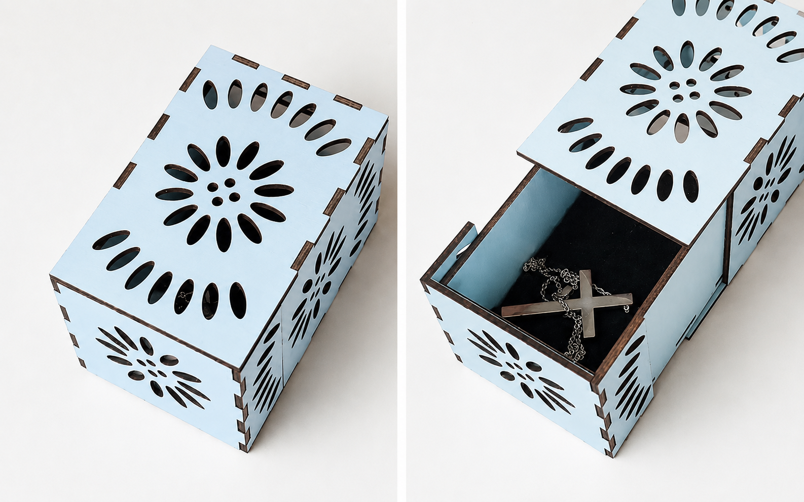 Caixa Porta Bijuteria em MDF pintada à mão - Kit com 3 peças.